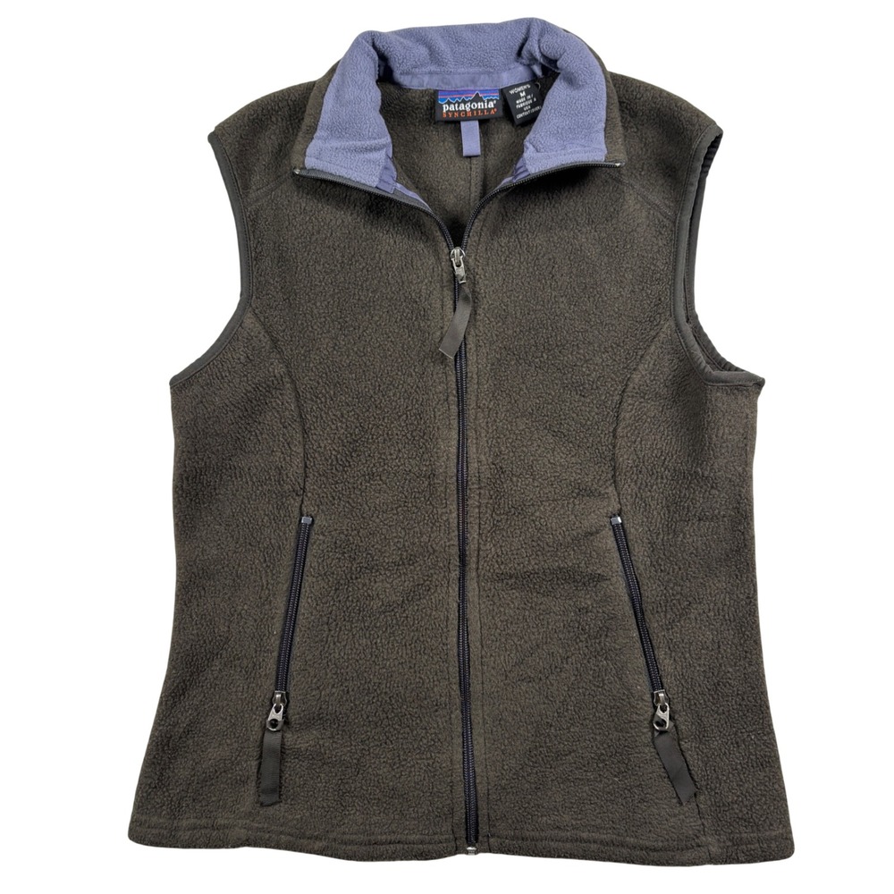 Vintage USA Patagonia Synchilla Fleece Vest Womens M Brown Sleeveless Jacket